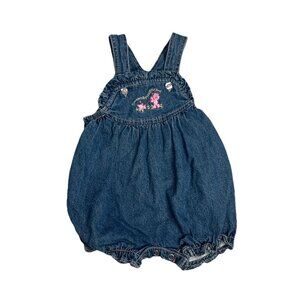 Vtg Sesame Street Baby Girl Overalls Pink Elmo Walks His Little Pal Sz 3-6 M Y2K